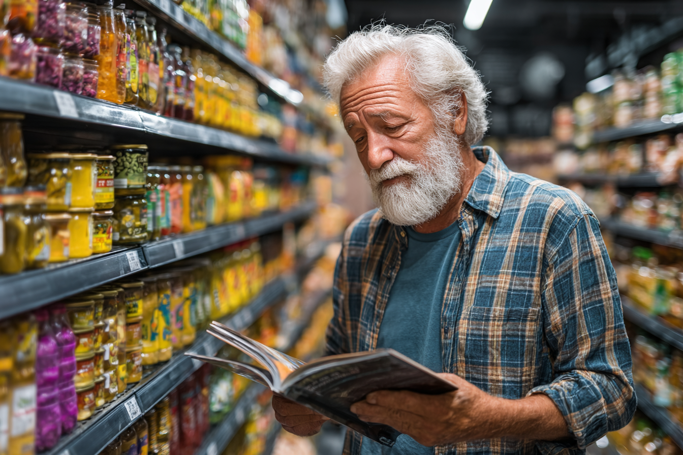 Людина середнього віку готує здорову їжу