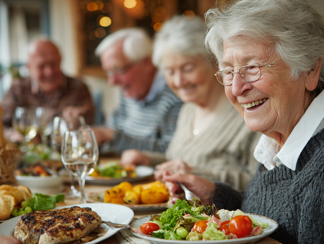 Старша людина практикує йогу на природі